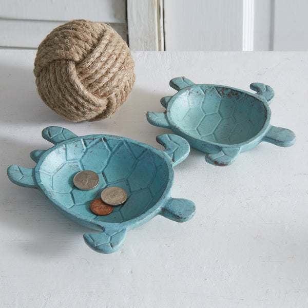 Mother and baby Turtle iron trinket offers dish