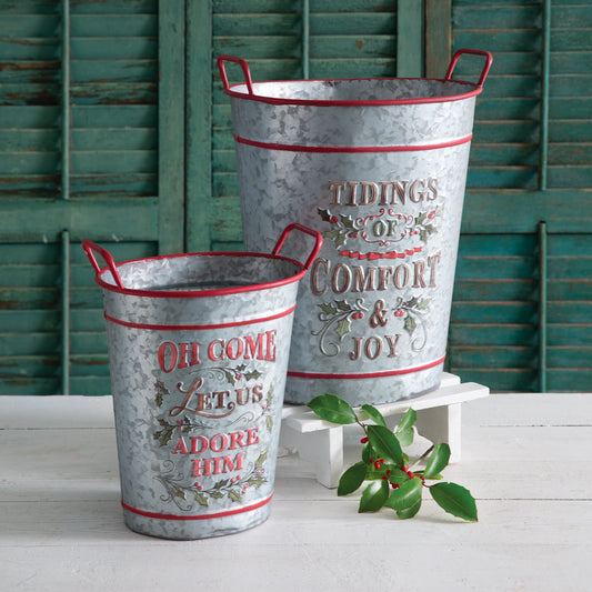 Pair of Festive Faith Buckets for Your Farmhouse Christmas Decor