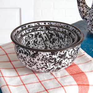 Set of Three Splattered Enamel Bowls