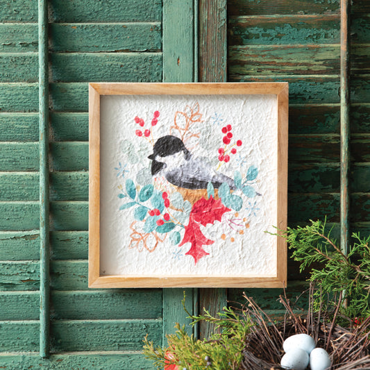 Charming Chickadee Holiday Wall Art