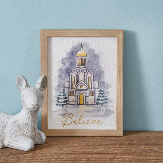 Charming 'Believe' Church Framed Wall Art