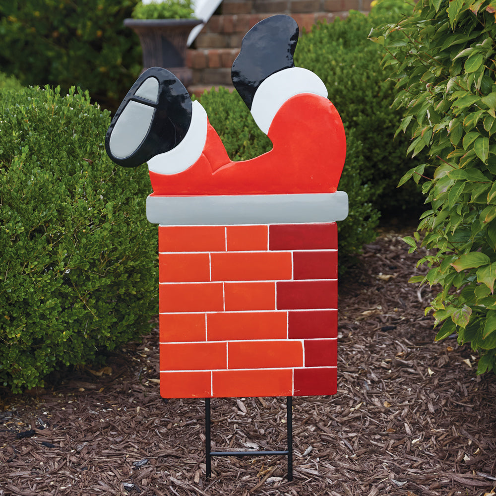 Jolly Santa Chimney Garden Stake