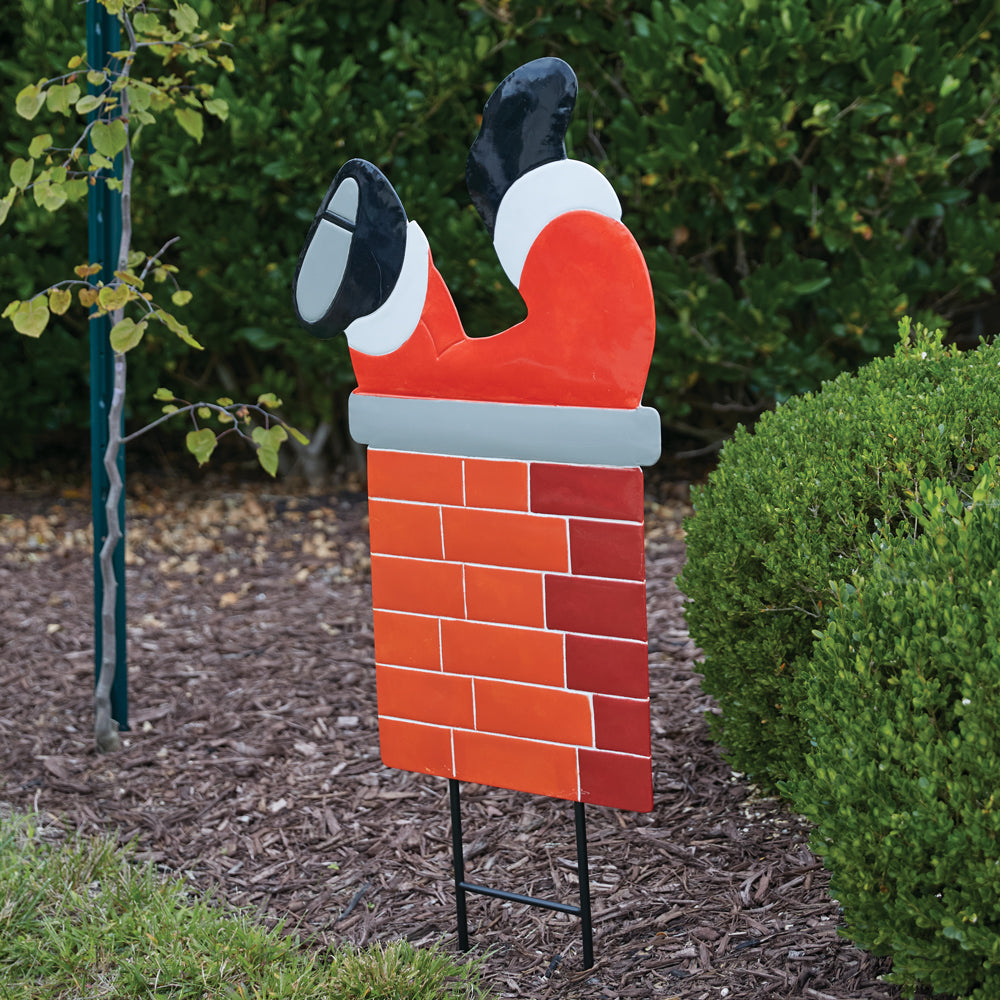 Jolly Santa Chimney Garden Stake