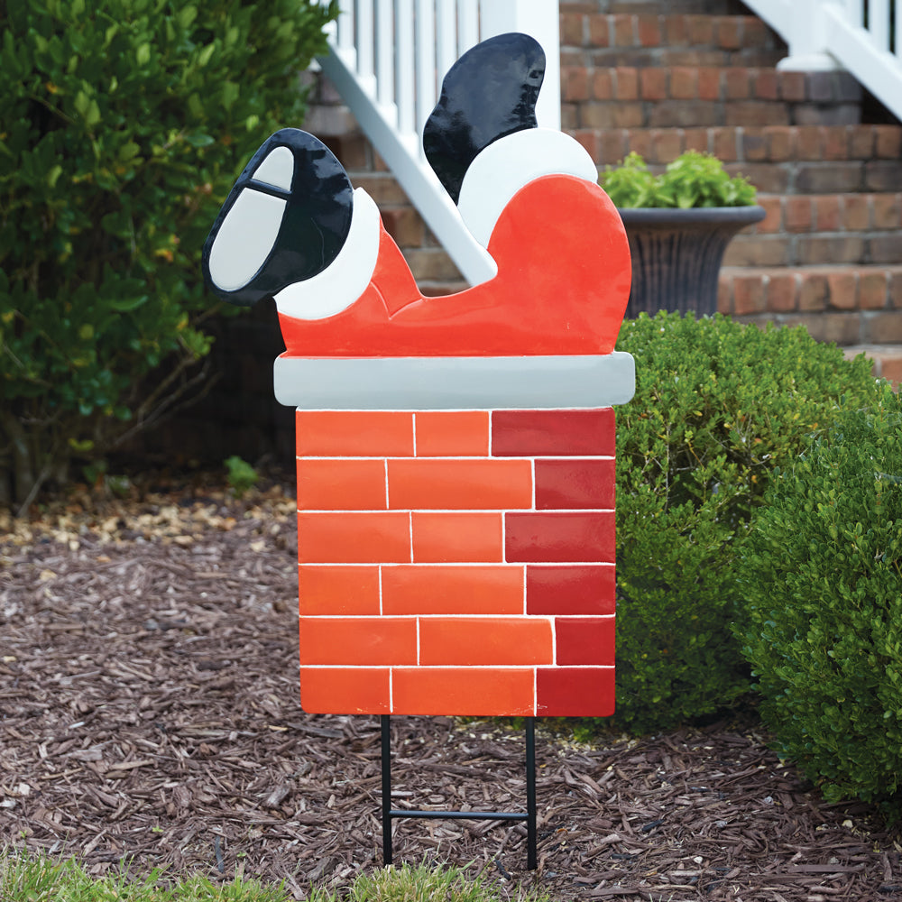 Jolly Santa Chimney Garden Stake