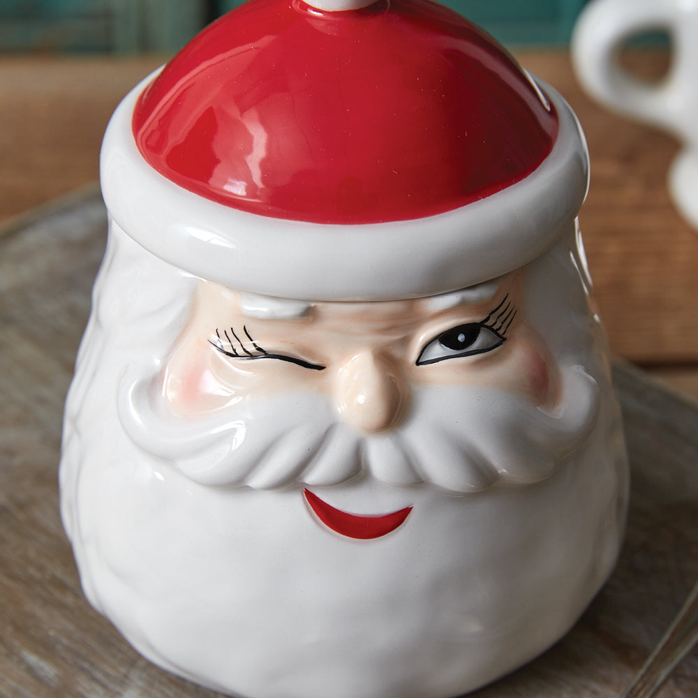 Cheerful Winking Santa Sugar Jar