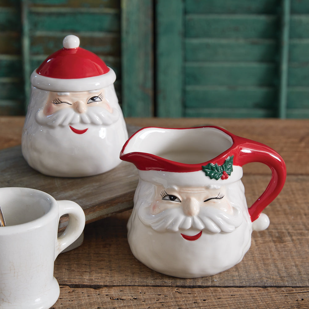 Cheerful Winking Santa Sugar Jar