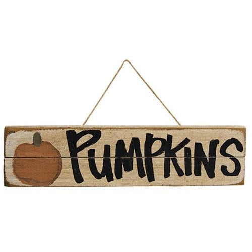 Rustic Wood "Pumpkins" Sign with Jute Hanger