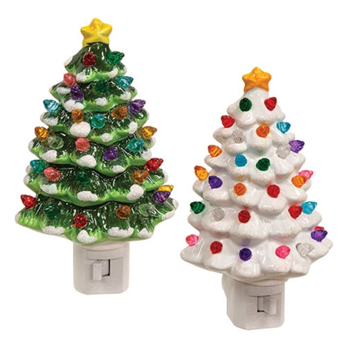 Resin Christmas Tree Nightlight - 2 Assorted