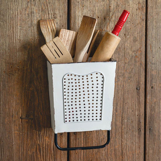 Dalton Wall Box in white with a sleek mesh front and towel rack, mounted on a wall, enhancing decor with practical storage.