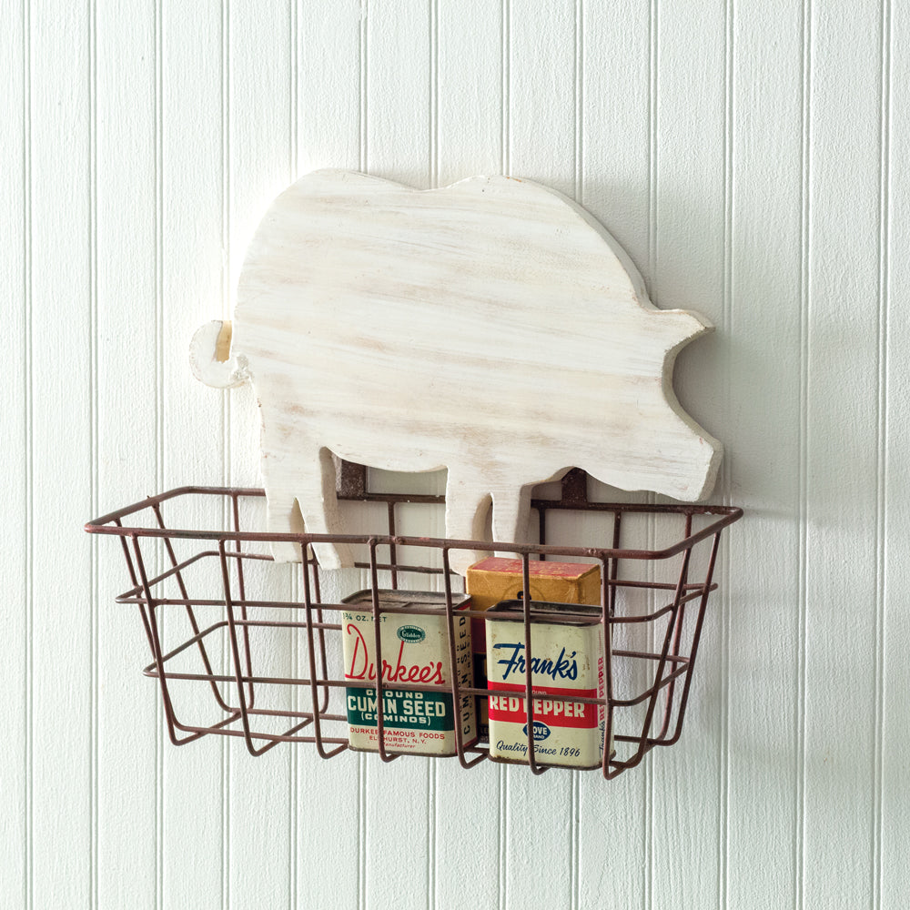 Rustic Pig Basket - Countryside Home Decor