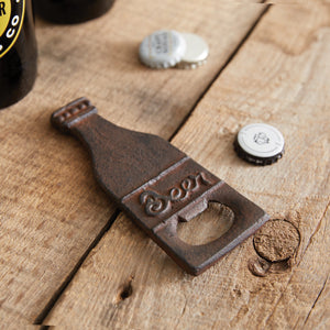 Quirky cast iron bottle opener set of 2, perfect for beer or soda lovers, ideal for kitchens and bar areas.