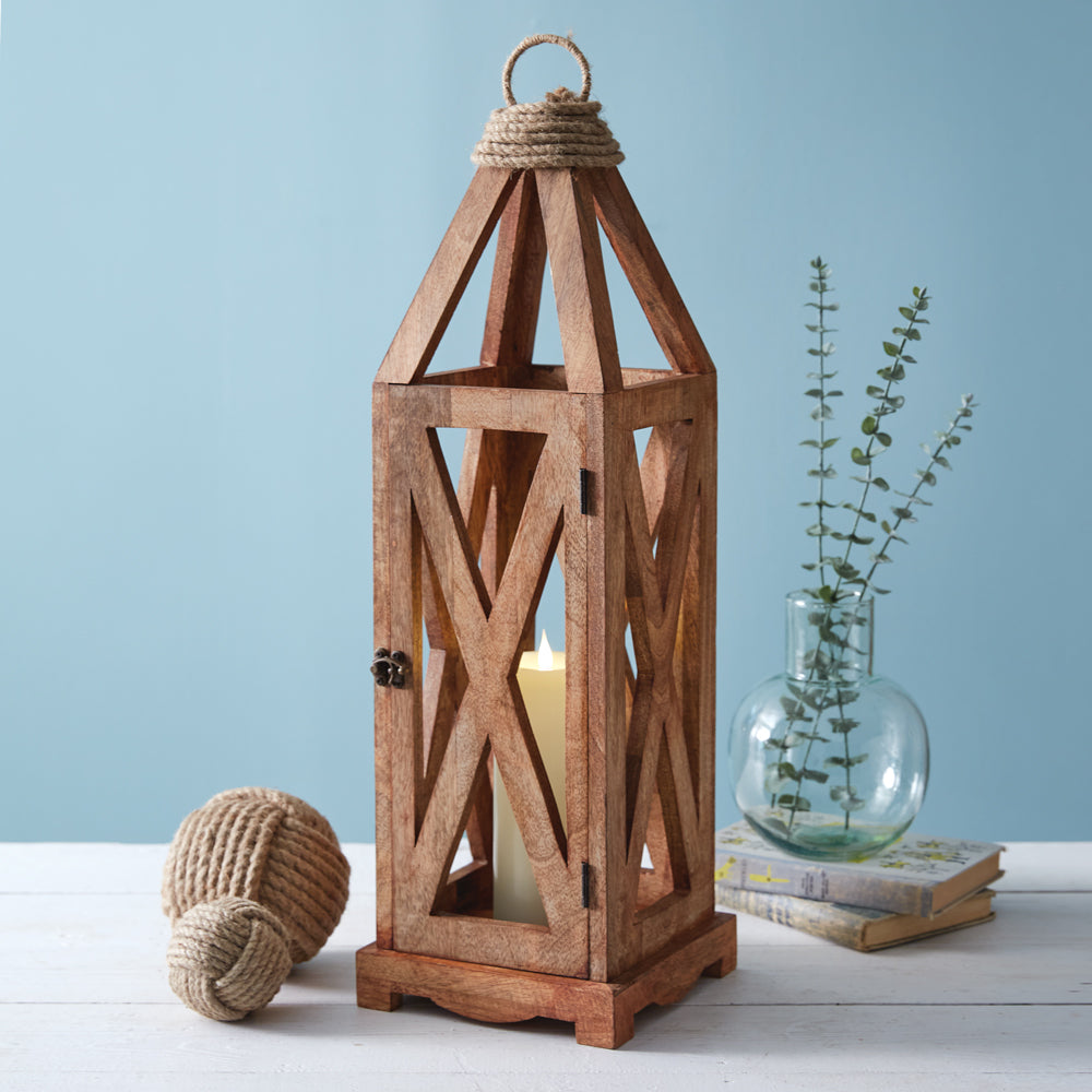 Wooden Criss Cross Lantern