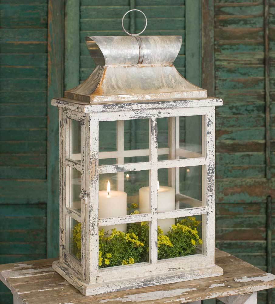 Large Windowpane Lantern - Countryside Home Decor