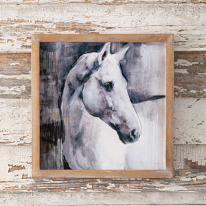 White Stallion Wall Art - Countryside Home Decor