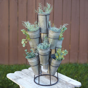 Tabletop Flower Display with Ten Pails - Countryside Home Decor