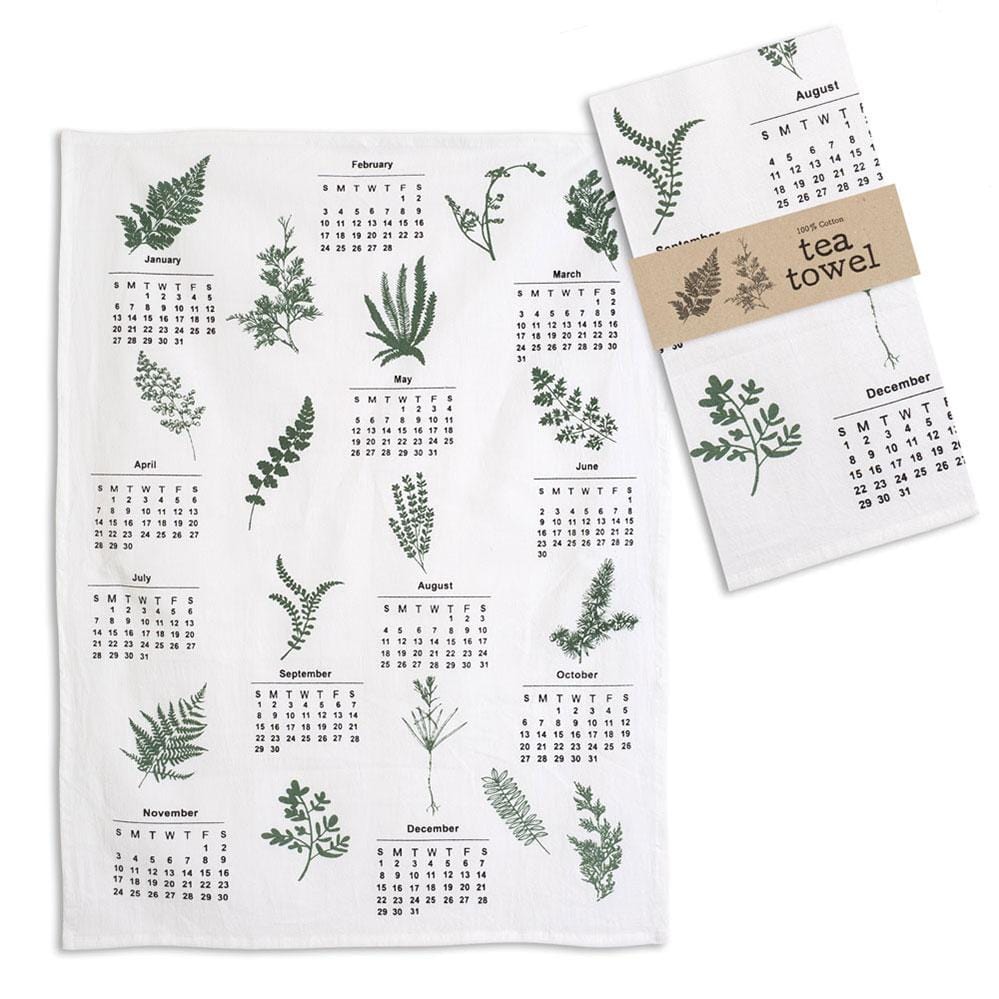 Greenery Calendar Tea Towel - Box of 4 - Countryside Home Decor