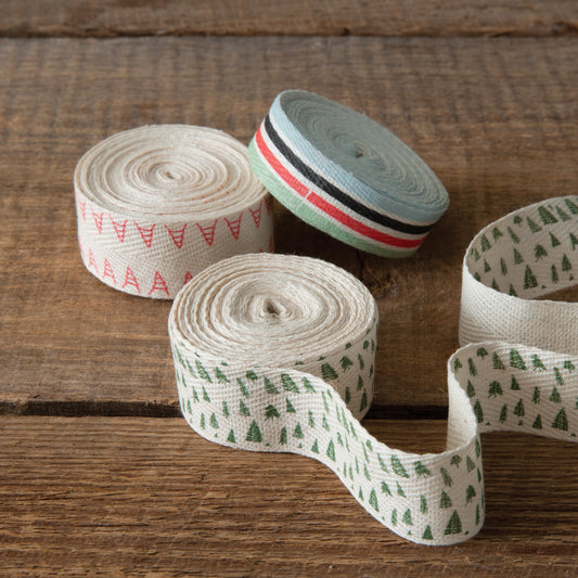 Set of Three Fabric Winter Wonderland Ribbon Rolls - Countryside Home Decor