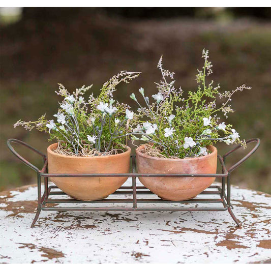 Iron Caddy with Two Pots - Countryside Home Decor