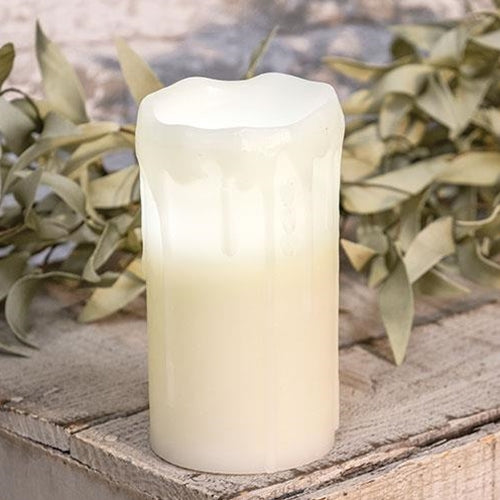 White Drip Pillar Candle 3" x 6" - Countryside Home Decor Rustic Farmhouse Decor