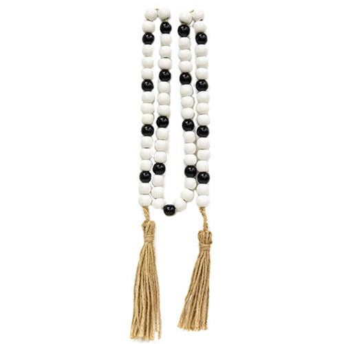 Black & White Wood Bead Garland 60" - Countryside Home Decor