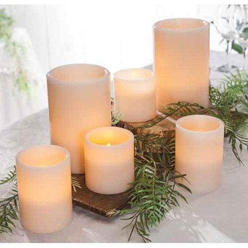 Set of 6 LED Flicker Pillars - Countryside Home Decor Rustic Farmhouse Decor