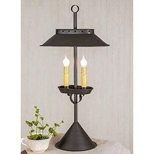 End Table cheapest Betsy Ross Lamp in Kettle Black Finish, Chisel Shade